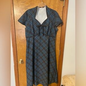 Blue plaid vintage style dress 2x